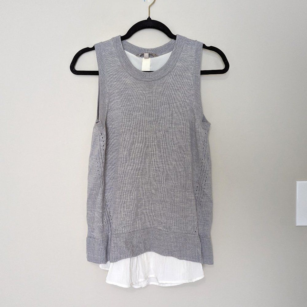 Athleta Gray Merino Wool Cross Back Sweater Tank Top